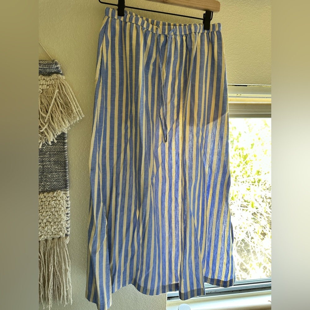 Universal Thread A-Line Skirt in Blue and Cream Stripes